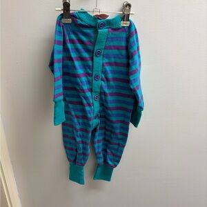 Vibrant Striped Kids Bodysuit in Teal and Purple